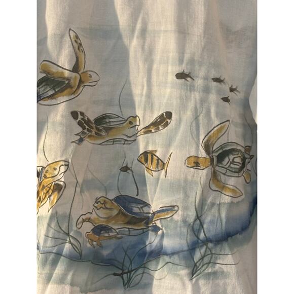 Coconut Reef L Painted Sea Turtles Coastal Grandma Nautical Beachy Cover Up - Picture 5 of 12